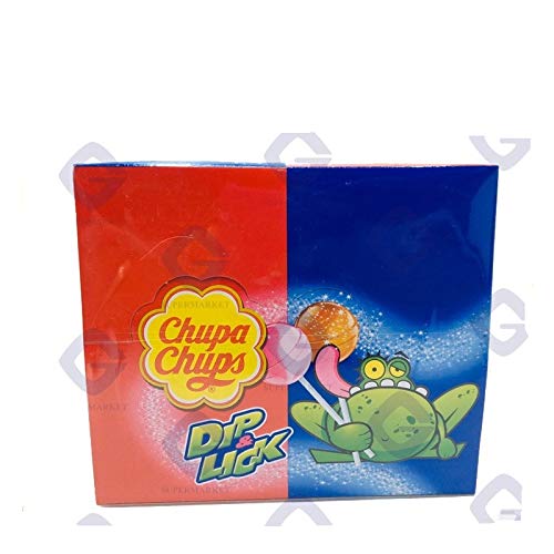 Perfetti Van Melle Chupa Chups Dip and Lick Lollipops with Sour Powder, Pack of 12 (6 Strawberry and 6 Cola) - "Dip and lick fun!"