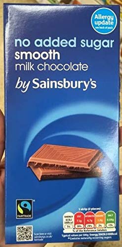 Sainsbury's Milk Chocolate No Added Sugar Bar, 100g