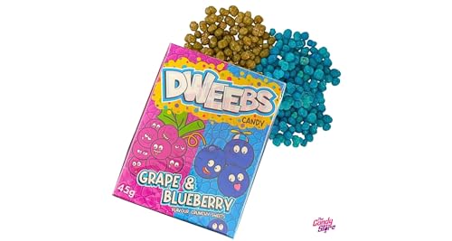 Dweebs Candy - Duo Flavors Pack - 45g Travel Friendly Pack - Sweet, Crunchy, Tangy, and Full of Untamed Flavour! (Grape & Blueberry) - Grape & blueberry blast!