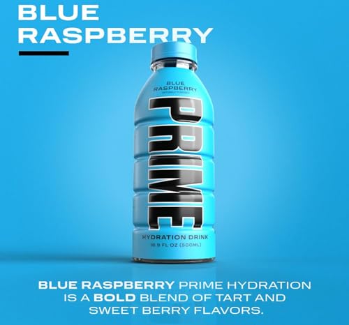 Prime Blue Raspberry Hydration Drink, 16.9 fl oz â„® 500 ml, 12 Pack - Refreshing blue raspberry hydration!