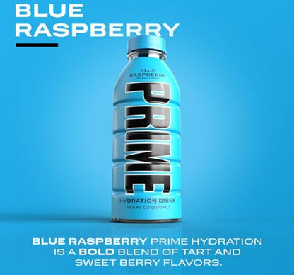 Prime Blue Raspberry Hydration Drink, 16.9 fl oz â„® 500 ml, 12 Pack - Refreshing blue raspberry hydration!