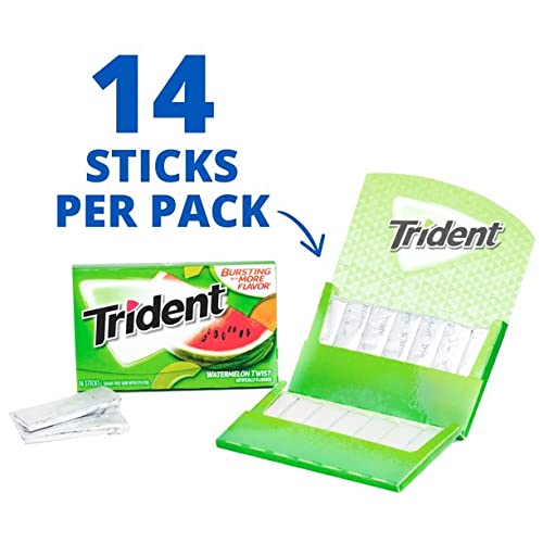 Trident Sugar-Free Chewing Gum - Watermelon Twist, 14 Sticks, 26g - Juicy Burst of Refreshment!