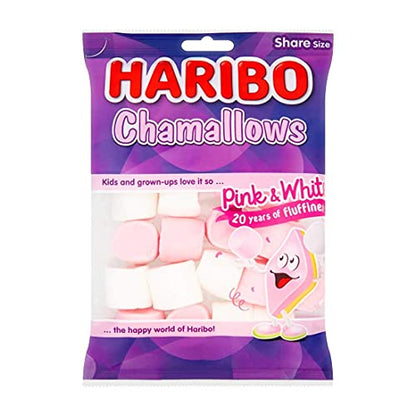 HARIBO Chamallows Pink & White, Share Size, 12 X 140 g - Bulk pack of pink and white marshmallows, perfect for sharing.