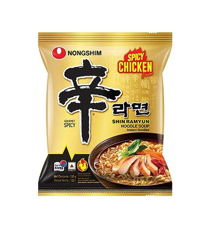 Nongshim Shin Ramyun Spicy Chicken Flavour Noodle Soup Instant Noodles Gourmet Spicy, 4.23 oz ℮ 120 g