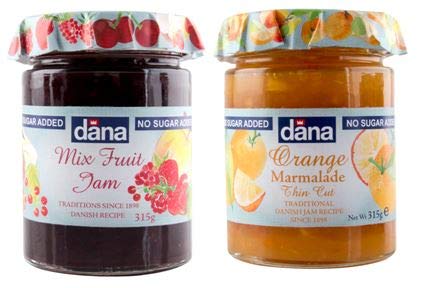 CANOE Dana Diabetic Mixed Fruit Jam + Diabetic Orange Jam, 315g, Pack of 1 Each, Product of Poland - Diabetic jam duo