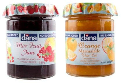 CANOE Dana Diabetic Mixed Fruit Jam + Diabetic Orange Jam, 315g, Pack of 1 Each, Product of Poland - Diabetic jam duo