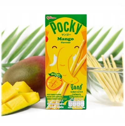 Pocky Sticks Mango Flavour Crunchy Biscuit Inside With Coated Mango Cream Each 25g Pack of 3 - "Mango-tastic Pocky!"