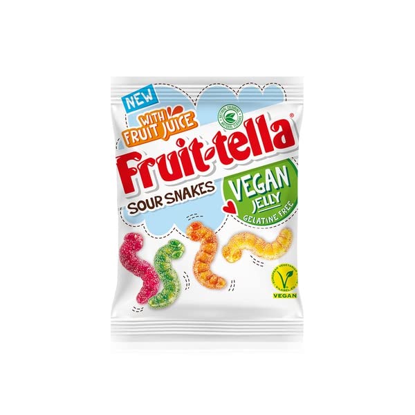 Fruit-tella Sour Snakes with Fruit Juice,100g - Sour snakes with fruit juice! A tangy and chewy treat that's bursting with fruity flavors!