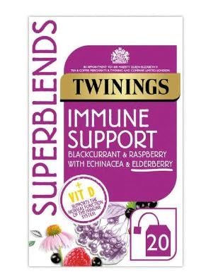 Twiniings Superblends Immune Support Tea - Blackcurrant, Raspberry & Elderberry Herbal Tea Infusion with Echinacea Root & Vitamin D 20 Tea Bags,40G