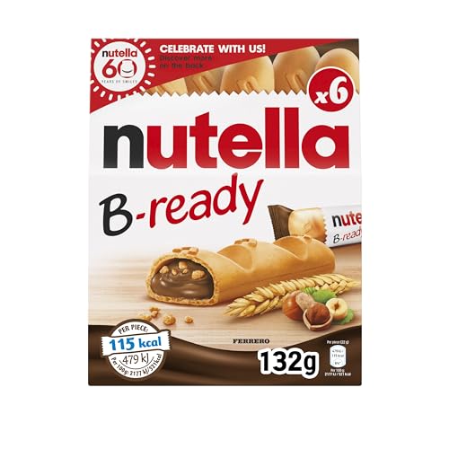 Nutella B-Ready Wafer, 6 X 22 Grams, 13.2 x 4.5 x 16.3 cm - Enjoy the perfect combination of Nutella and wafer in Nutella B-Ready, 6 X 22 Grams, 13.2 x 4.5 x 16.3 cm.