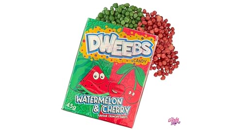 Dweebs Candy - Duo Flavors Pack - 45g Travel Friendly Pack - Sweet, Crunchy, Tangy, and Full of Untamed Flavour! (Watermelon & Cherry) - Watermelon & cherry fun!