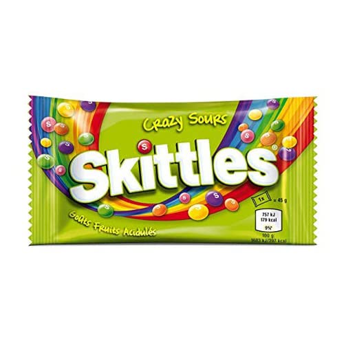 Skittles Crazy Sour Flavour Candy Pack of 36, x 45 g