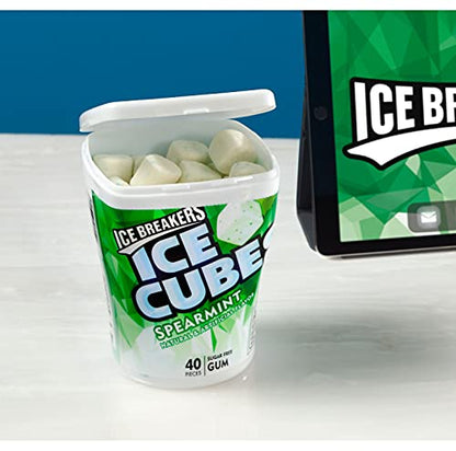 Ice Breakers Ice Cubes Sugar-free Gum (Spearmint, 40 Counts) - Pack of 4 - Four packs of spearmint gum cubes, 40 pieces each.