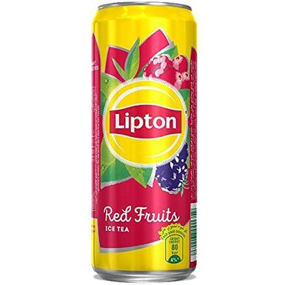 Lipton Red Fruits Ice Tea Drink, 320 ml, 6 Pack, Red & Yellow (816) - "Red Fruits Refresh!"