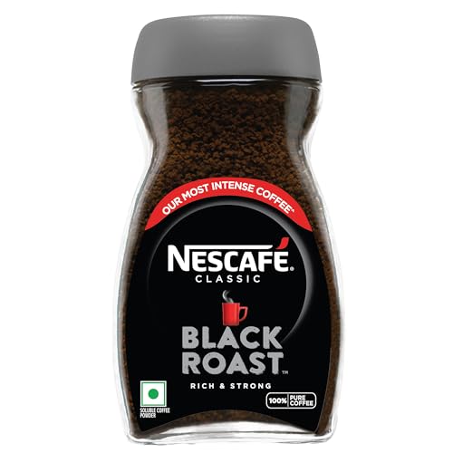 Nescafe Classic Black Roast Instant Coffee Jar, Rich & Dark | 100% Pure Soluble Coffee Powder, 190g/200g - "Rich & Dark Black Roast - Pure Coffee Perfection!"