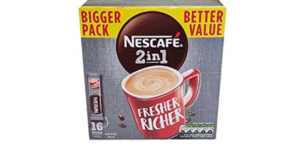 Nestlé Nescafe 2 In 1 Ground Coffee Box, 16 Mugs - 160 Gm - "Nescafe 2 In 1 - 160g Box for 16 Mugs of Rich Coffee Delight!"