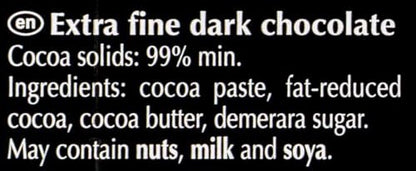 Lindt 99% Cocoa Dark Noir Absolut Chocolate, 1.65 oz ℮ 50g (Pack of 2)