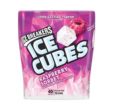 Ice Breakers Raspberry Sorbet Ice Cubes 40 Pieces Jar, 120 g - Raspberry sorbet gum cubes, 40 pieces in a 120g jar.