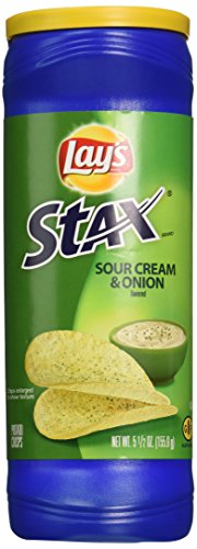 Lay's STAX Sour Cream & Onion Flavored Crisp 5.5 Oz (Pack of 3) - "Triple Sour Cream!"