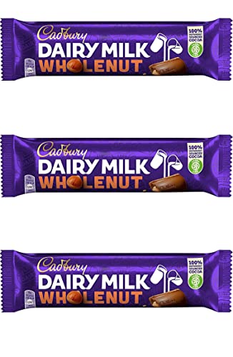 Cadbury Dairy Milk Wholenut Milk Chocolate With Whole Hazelnut 45g Pack Of 3 (UK) - Hazelnut heaven