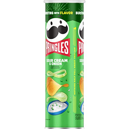 Pringles Sour Cream & Onion Potato Chips Pack, 158g [Pack Of 2, Super Saver Pack, Imported] - Imported sour cream and onion Pringles pack!