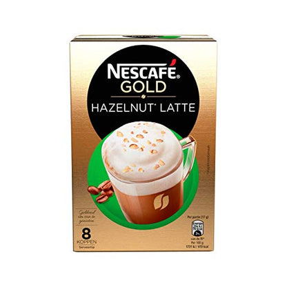 Nescafe Latte Hazelnut Smooth Mixture Of Milk And Coffee - 8 x 17gms - "Hazelnut Latte - Smooth Milk & Coffee Fusion!"