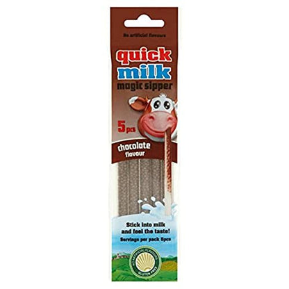 Quick Milk Gluten-free Magic Sipper Straws (Chocolate Flavour)-Pack of 2, 5 Pieces - Gluten-free chocolate-flavored sipper straws!