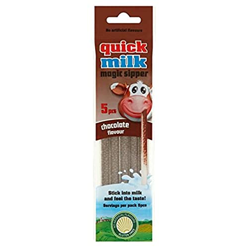 Quick Milk Gluten-free Magic Sipper Straws (Chocolate Flavour)-Pack of 2, 5 Pieces - Gluten-free chocolate-flavored sipper straws!