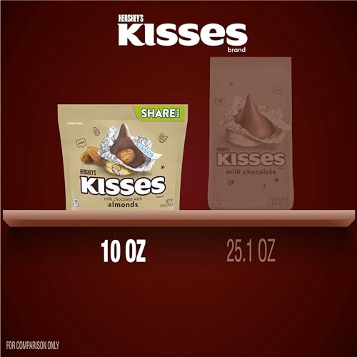 Hershey's Kisses Milk Chocolate with Almonds Sharing Bag, 283g - Milk chocolate Kisses with almonds, 283g sharing bag.