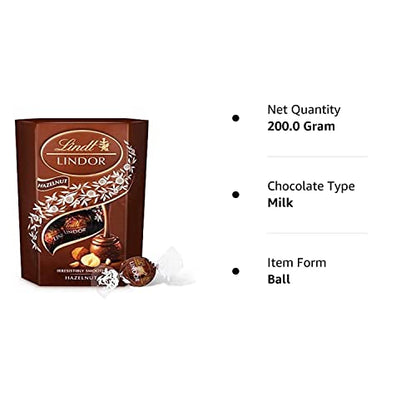 Lindt LINDOR Hazelnut Chocolate Truffles, 7.05 oz / 200 g