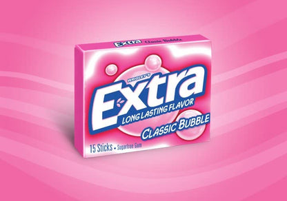 Wrigley's Extra Classic Bubble Sugar-Free Gum - 15 Sticks, Pack of 2 - Double the Classic Bubble Fun!