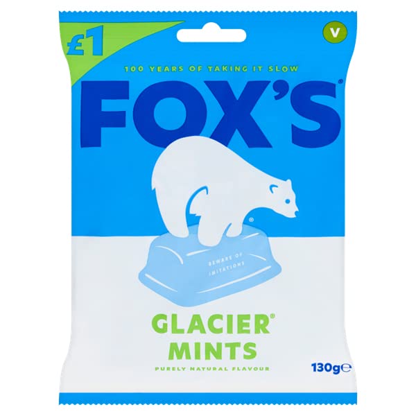 Fox's Glacier Mints Candy Purely Natural Flavour, 4.59 oz ℮ 130 g - Mints candy with natural flavor!