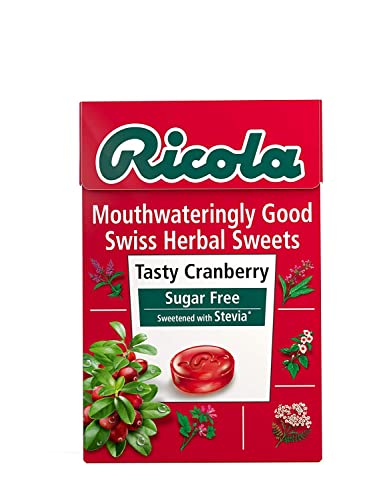 Ricola Tasty Cranberry Swiss Herb Lozenges Sugar Free Candy - 2 Pack, 2 x 45 g - Tasty Cranberry Duo!