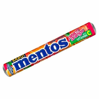 Mentos Roll Chewing Gum Roll 29g Each - Box of 14 (Peach-Orange) - "Peach-Orange Chewing Gum Roll!"