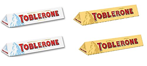 Toblerone Combo Pack 2, White, 2, Milk Chocolates 100g Each (Pack Of 4)