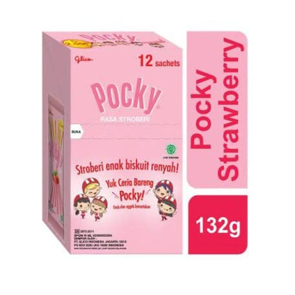 Pocky Strawberry Flavour Tasty Strawberry Crunchy Biscuits Lets Have Fun Together 12 Sachets 132g (Imported) Party Box - "Strawberry fun for all!"