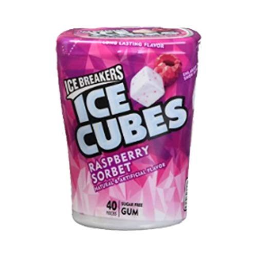 Ice Breakers Ice Cubes Raspberry Sorbet, 4 X 40 g - Raspberry sorbet gum cubes, 4 packs of 40g each.