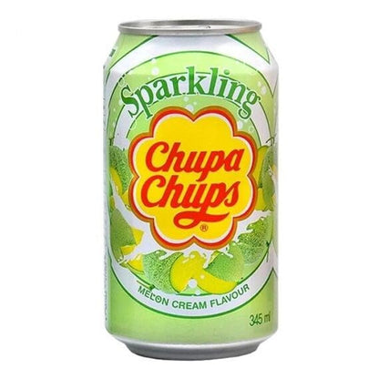 Chupa Chups Sparkling Melon & Cream Soda - Refreshing Twist of Flavor in a 345ml Bottle, Unique Fizz for a Taste Sensation! - Melon & cream soda