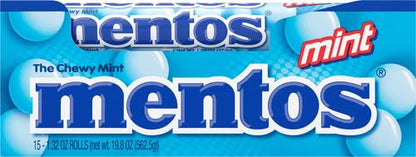 Mentos The Chewy Mint Candy - Mint Flavor 1.32oz Rolls - 15 Rolls - "Minty Chewy Fun!"