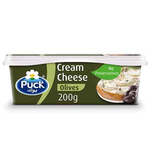 Puck Olive Cream Cheese, 200g - Delicious olive-flavored cream cheese!