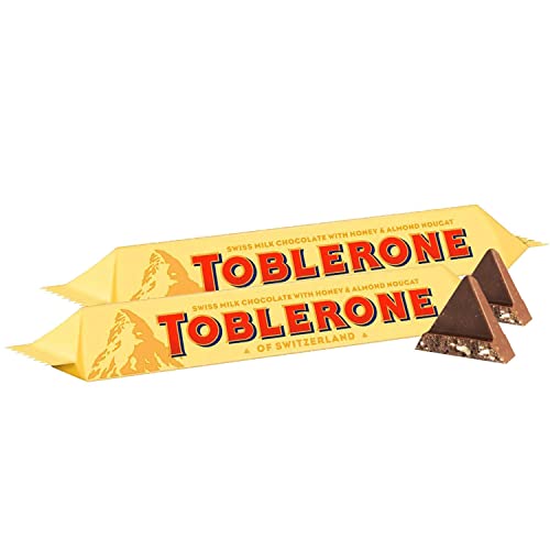 Toblerone Of Switzerland Swiss Milk Chocolate With Honey & Almond Nougat Imported,100G(Pack Of 2),200 Grams