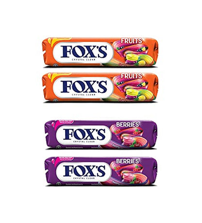 Fox's Candy Combo Crystal Clear 2, Berries, 2, Fruits 37g Pack of 4 - Candy combo pack!