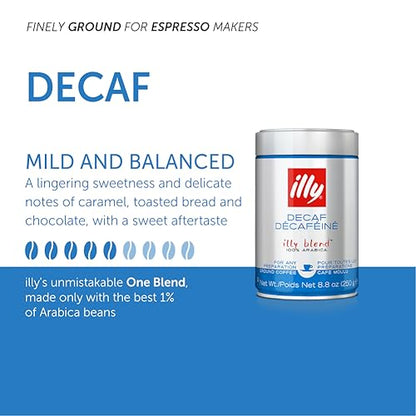 Illy Espresso Ground Decaffeinated Coffee - Bag, 8.8 Ounces - Ground decaffeinated espresso coffee, 8.8 oz bag.