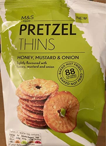 Marks & Spencer Pretzel Thins Honey, Mustard & Onion Lightly Flavoured,80g - "Flavored Pretzel Thins!"