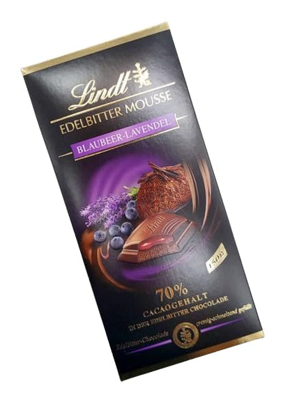 Lindt - Edelbitter Mousse 70% Dark Chocolate Blueberry Lavender Bar - 150g Imported (Austria)