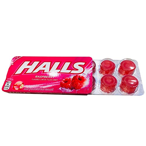 HALLS Raspberry Flavoured Center, Filled Candy - 18 Pack, 18 x 22.4 g - Raspberry-flavored candy with a luscious filled center.