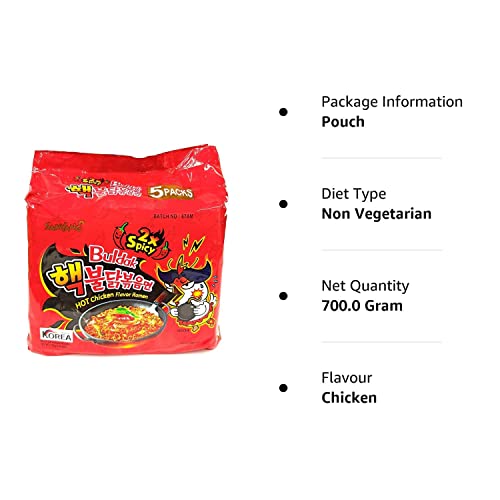 SAMYANG Ramen Korean 2X Hot Spicy Noodles, 140g (Pack of 5) - Twice the Heat, Twice the Fun