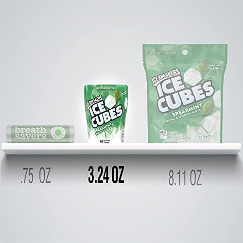 Ice Breakers Ice Cubes Sugar-free Gum (Spearmint, 40 Counts) - Pack of 4 - Four packs of spearmint gum cubes, 40 pieces each.