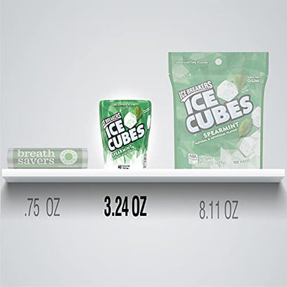 Ice Breakers Ice Cubes Sugar-free Gum (Spearmint, 40 Counts) - Pack of 4 - Four packs of spearmint gum cubes, 40 pieces each.