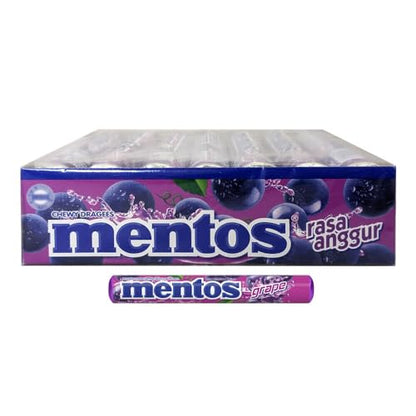 Mentos Roll Chewing Gum Roll 29g Each - Box of 14 (Grape) - "Grape Chewing Gum Roll Box!"